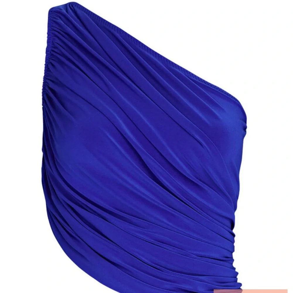 NWT Norma Kamali Blue Asymmetrical Wrap Top Size Small - Picture 2 of 5